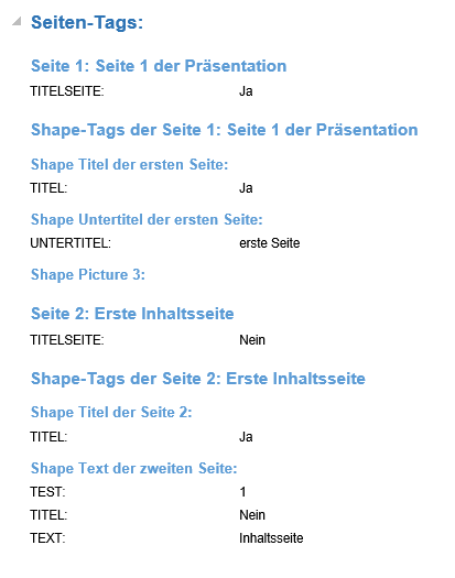 PPT Tags in Word Dokument Ergebnis 2